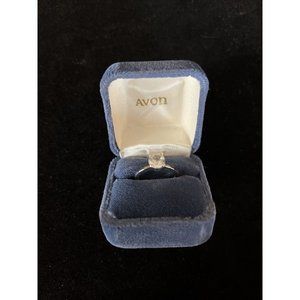 Avon Engagement Ring in Sterling Silver with Round CZ In Case Estate Find